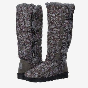 Muk Luks Shoes | Muk Luks Felicity Boots Size 6 Purple Sweater Knit Toggle Buttons | Color: Gray/Purple | Size: 6 | Lo_Kelly's Closet